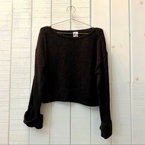 black ribbed knit